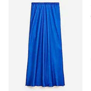 NWT J Crew side-slit pull-on luster crepe maxi skirt - small - Royal Tanzanite